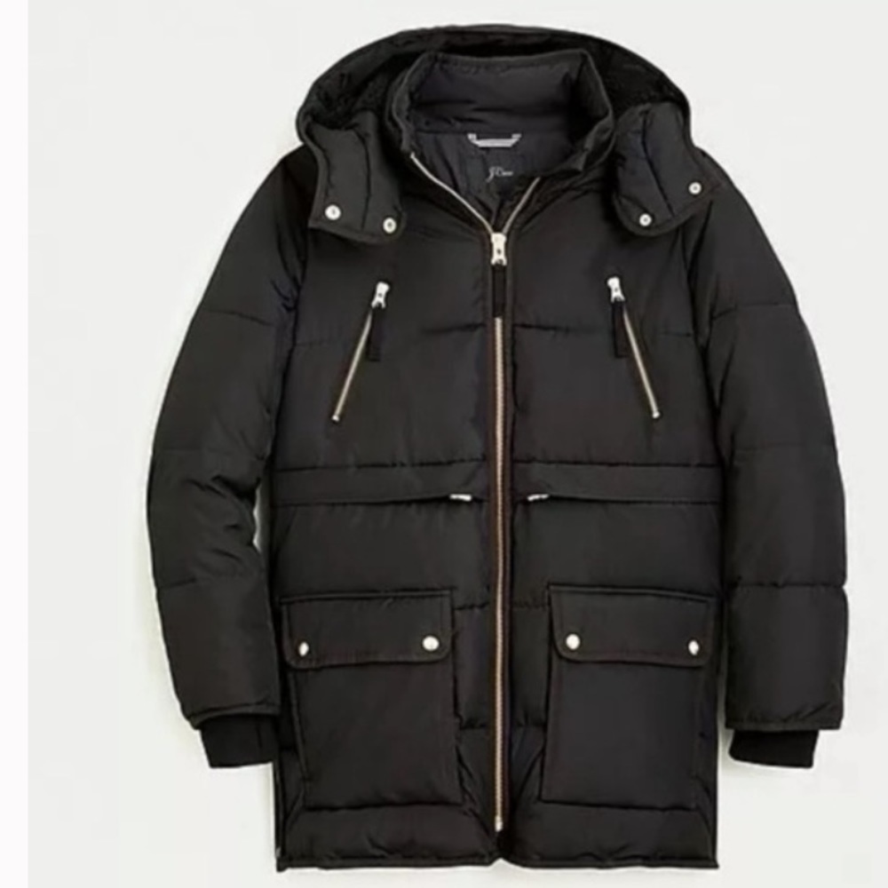 J Crew winter parka eco-friendly PrimaLoft Black XS womens